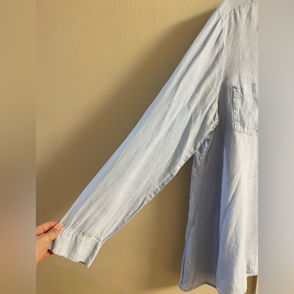 Eileen Fisher button front shirt baby blue Irish linen Large - Picture 5 of 8